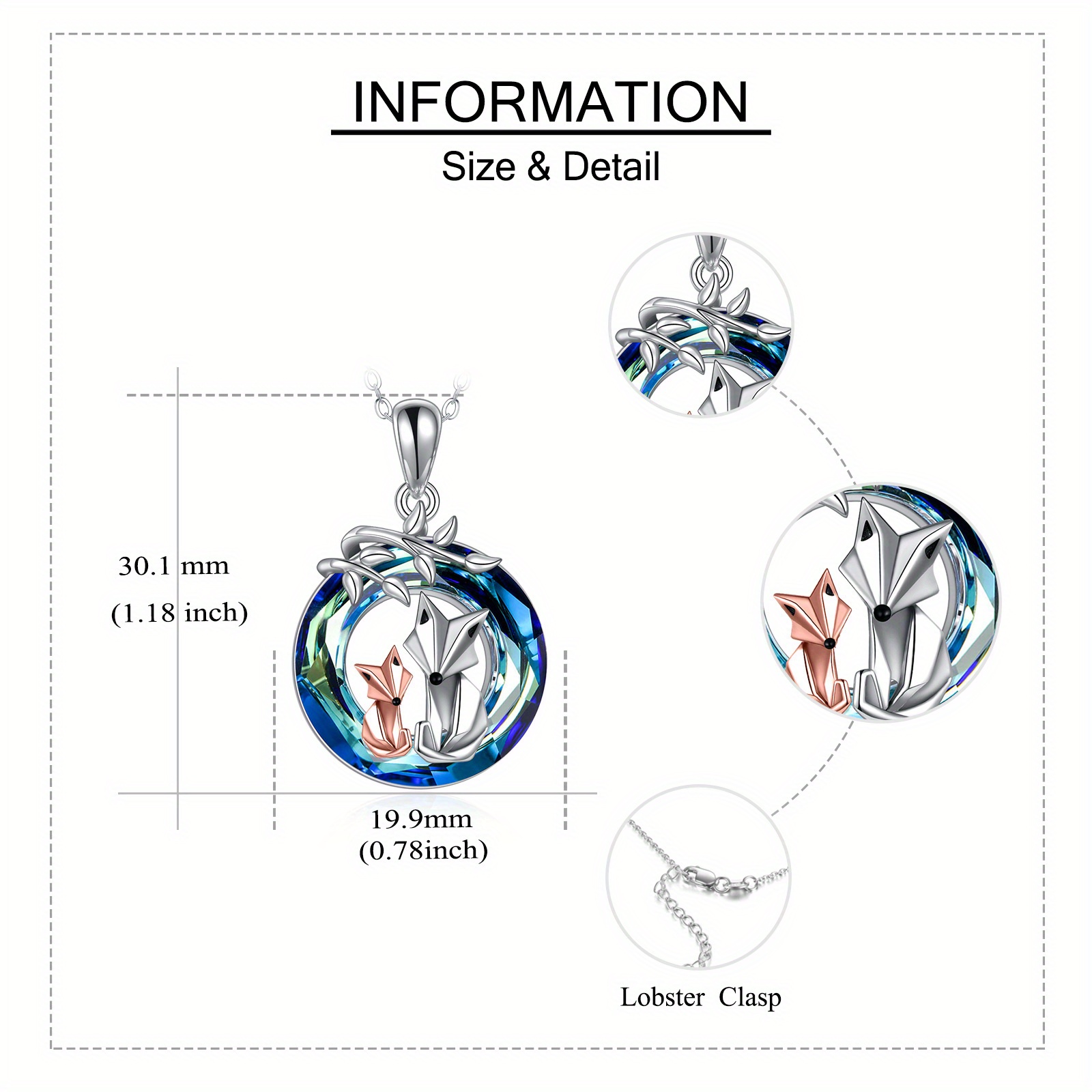Fox Necklace 925 Sterling Silver Origami Fox Pendant Necklace